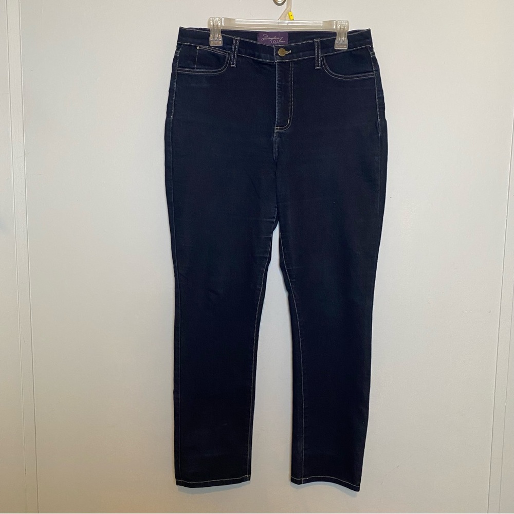 NOT YOUR DAUGHTER'S JEANS NYDJ Dark Wash Straight Lift Tuck Jeans Sz 14 p